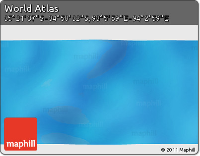 Physical 3D Map of the Area around 35° 6' 5" S, 93° 34' 29" E