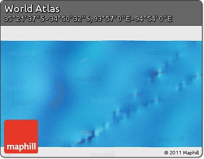 Shaded Relief 3D Map of the Area around 35° 6' 5" S, 94° 25' 30" E