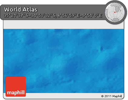 Shaded Relief 3D Map of the Area around 35° 6' 5" S, 9° 25' 30" E