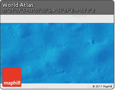 Shaded Relief 3D Map of the Area around 35° 6' 5" S, 9° 25' 30" E