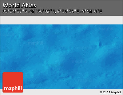 Shaded Relief 3D Map of the Area around 35° 6' 5" S, 9° 25' 30" E