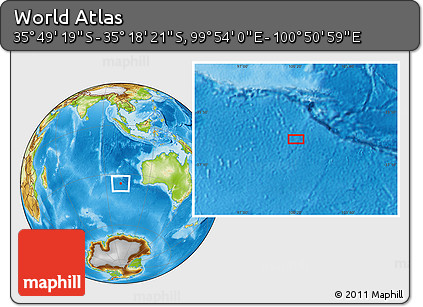 Physical Location Map of the Area around 35° 33' 50" S, 100° 22' 30" E
