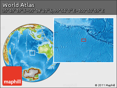 Physical Location Map of the Area around 35° 33' 50" S, 100° 22' 30" E
