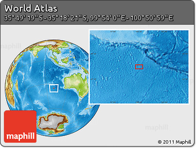Physical Location Map of the Area around 35° 33' 50" S, 100° 22' 30" E