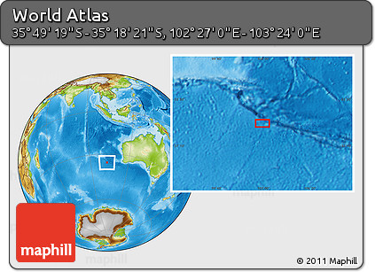 Physical Location Map of the Area around 35° 33' 50" S, 102° 55' 30" E