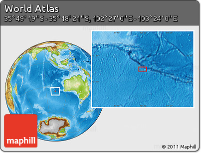 Physical Location Map of the Area around 35° 33' 50" S, 102° 55' 30" E