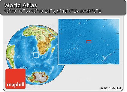 Physical Location Map of the Area around 35° 33' 50" S, 10° 16' 30" E