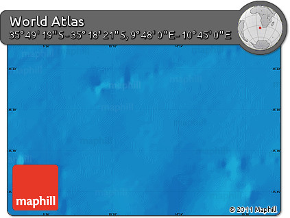 Physical Map of the Area around 35° 33' 50" S, 10° 16' 30" E