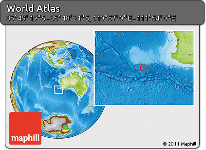 Physical Location Map of the Area around 35° 33' 50" S, 111° 25' 30" E