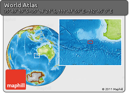 Physical Location Map of the Area around 35° 33' 50" S, 112° 16' 30" E