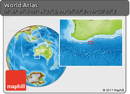 Physical Location Map of the Area around 35° 33' 50" S, 119° 4' 29" E