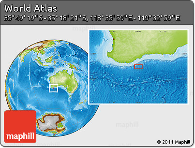 Physical Location Map of the Area around 35° 33' 50" S, 119° 4' 29" E