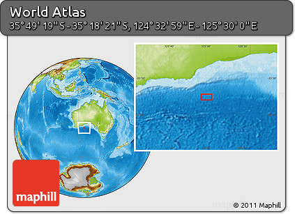 Physical Location Map of the Area around 35° 33' 50" S, 125° 1' 30" E