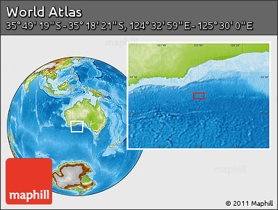 Physical Location Map of the Area around 35° 33' 50" S, 125° 1' 30" E