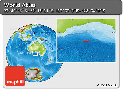 Physical Location Map of the Area around 35° 33' 50" S, 128° 25' 30" E