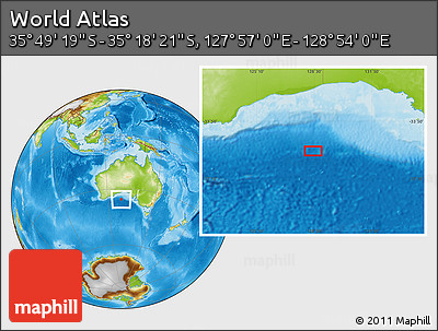 Physical Location Map of the Area around 35° 33' 50" S, 128° 25' 30" E