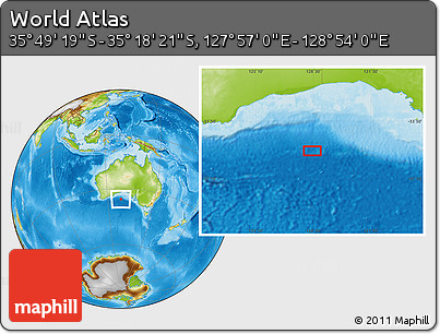 Physical Location Map of the Area around 35° 33' 50" S, 128° 25' 30" E