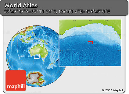 Physical Location Map of the Area around 35° 33' 50" S, 129° 16' 30" E