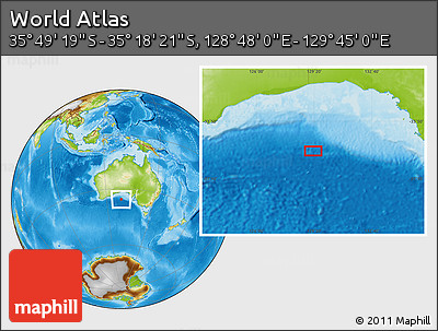 Physical Location Map of the Area around 35° 33' 50" S, 129° 16' 30" E