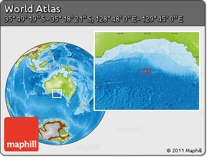 Physical Location Map of the Area around 35° 33' 50" S, 129° 16' 30" E
