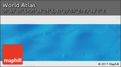Physical Panoramic Map of the Area around 35° 33' 50" S, 12° 49' 29" E