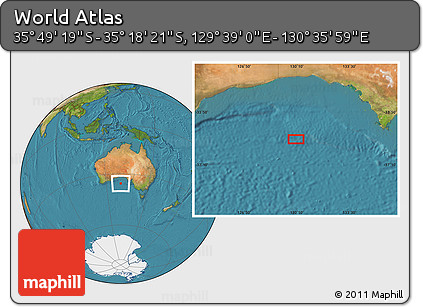 Satellite Location Map of the Area around 35° 33' 50" S, 130° 7' 30" E
