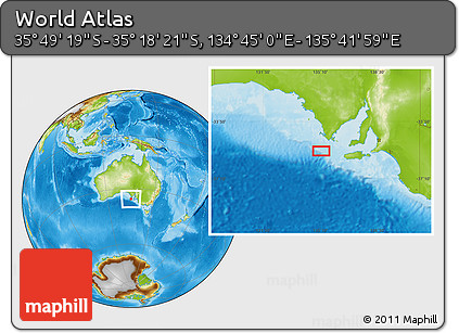 Physical Location Map of the Area around 35° 33' 50" S, 135° 13' 29" E