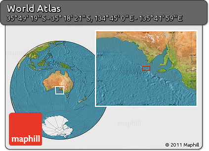 Satellite Location Map of the Area around 35° 33' 50" S, 135° 13' 29" E