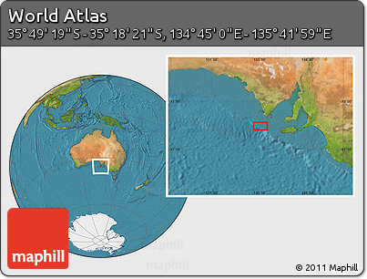 Satellite Location Map of the Area around 35° 33' 50" S, 135° 13' 29" E