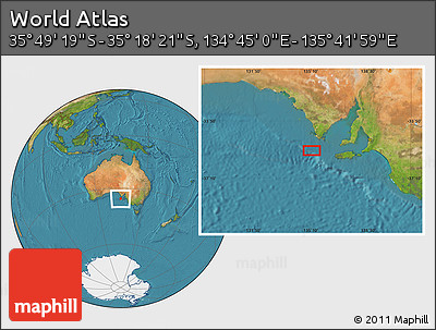 Satellite Location Map of the Area around 35° 33' 50" S, 135° 13' 29" E