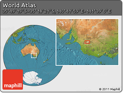 Satellite Location Map of the Area around 35° 33' 50" S, 141° 10' 30" E