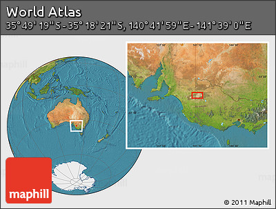 Satellite Location Map of the Area around 35° 33' 50" S, 141° 10' 30" E