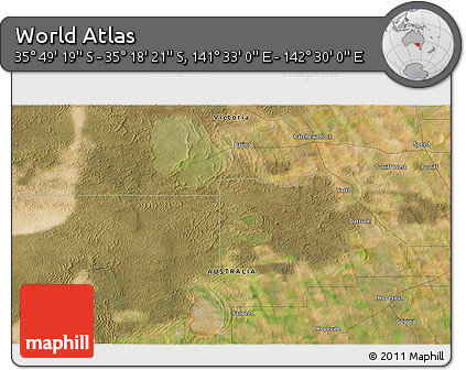 Satellite 3D Map of the Area around 35° 33' 50" S, 142° 1' 30" E