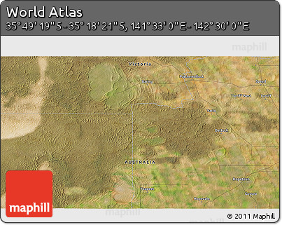Satellite 3D Map of the Area around 35° 33' 50" S, 142° 1' 30" E