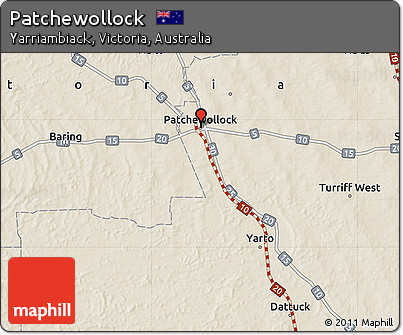 Shaded Relief Map of Patchewollock