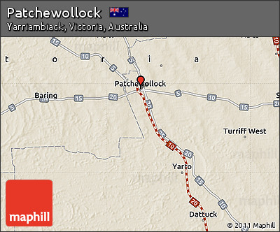 Shaded Relief Map of Patchewollock