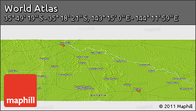 Physical Panoramic Map of the Area around 35° 33' 50" S, 143° 43' 29" E