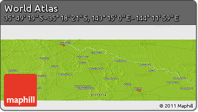 Physical Panoramic Map of the Area around 35° 33' 50" S, 143° 43' 29" E