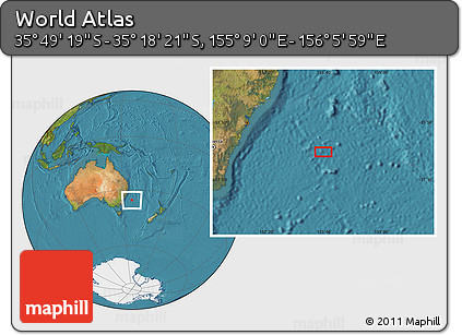 Satellite Location Map of the Area around 35° 33' 50" S, 155° 37' 30" E