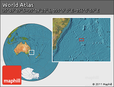 Satellite Location Map of the Area around 35° 33' 50" S, 155° 37' 30" E