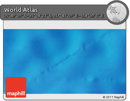 Physical 3D Map of the Area around 35° 33' 50" S, 158° 10' 30" E