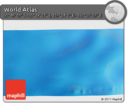 Physical 3D Map of the Area around 35° 33' 50" S, 159° 52' 30" E