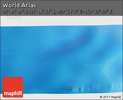 Physical 3D Map of the Area around 35° 33' 50" S, 159° 52' 30" E