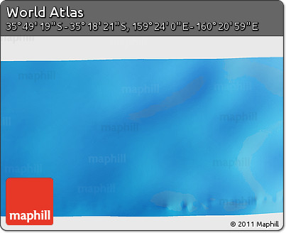 Physical 3D Map of the Area around 35° 33' 50" S, 159° 52' 30" E