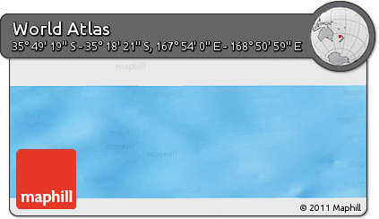 Physical Panoramic Map of the Area around 35° 33' 50" S, 168° 22' 30" E