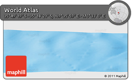 Physical Panoramic Map of the Area around 35° 33' 50" S, 170° 4' 29" E