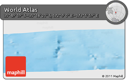 Physical Panoramic Map of the Area around 35° 33' 50" S, 172° 37' 30" E