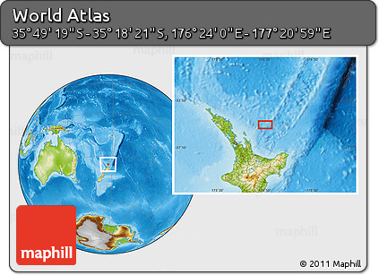 Physical Location Map of the Area around 35° 33' 50" S, 176° 52' 30" E
