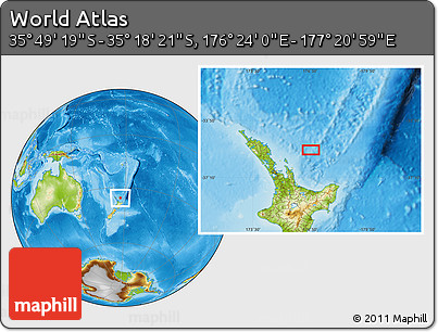 Physical Location Map of the Area around 35° 33' 50" S, 176° 52' 30" E