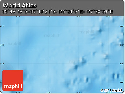 Physical Map of the Area around 35° 33' 50" S, 176° 52' 30" E